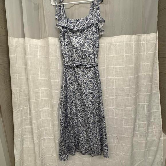 Blue Paisley Floral Maxi Dress Boho Summer Sundress Flowy Long Dress Women’s - Picture 4 of 5